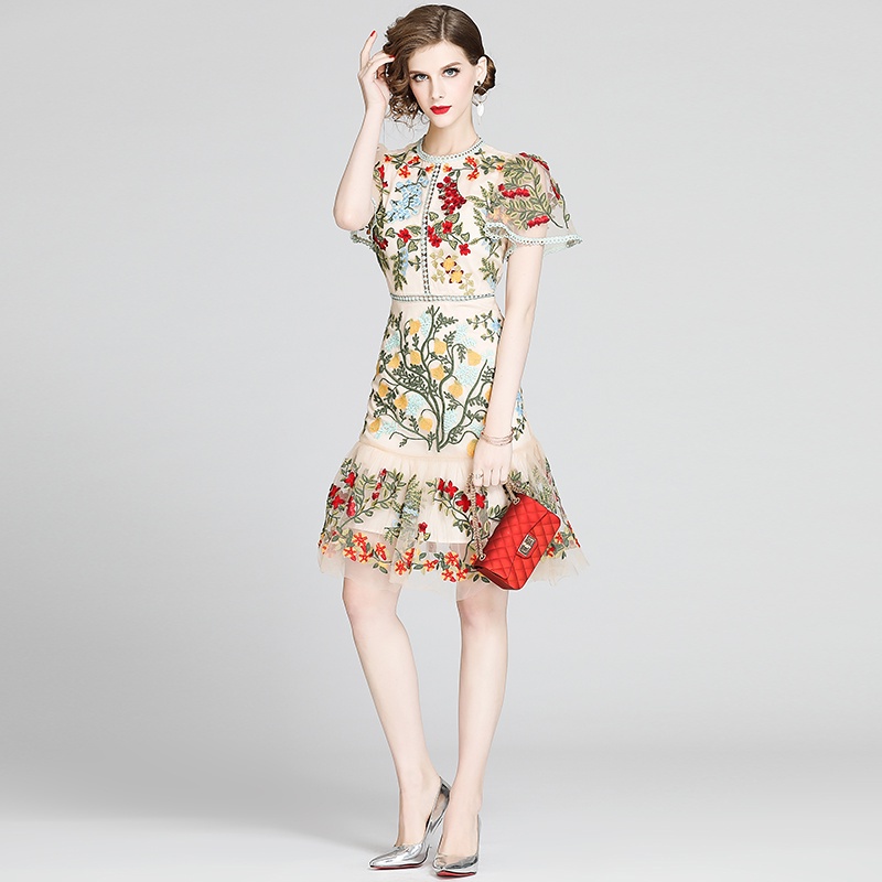 Váy thiết kế thêu ren thiết kế thanh lịch thời trang mùa xuân thanh lịch cho nữ