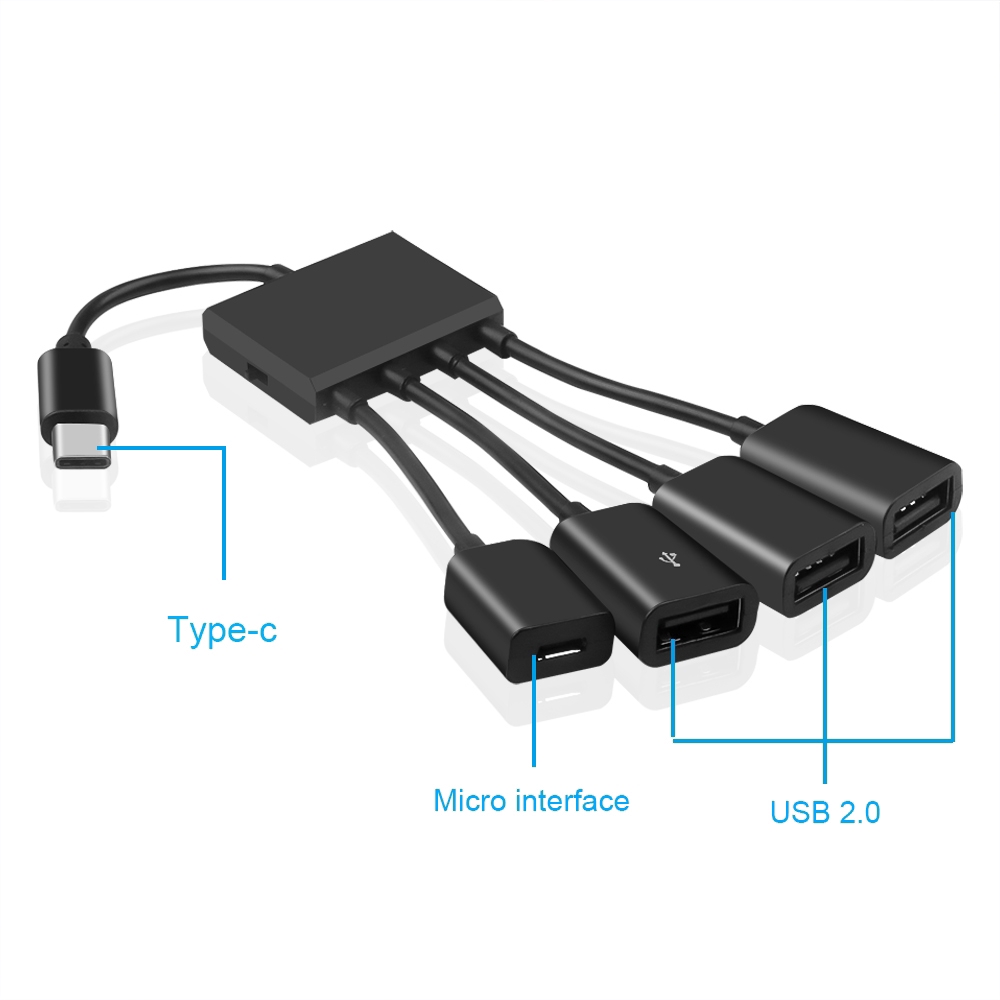 Adapter chia 3/4 cổng Type C 3.1 thành USB 2.0 OTG