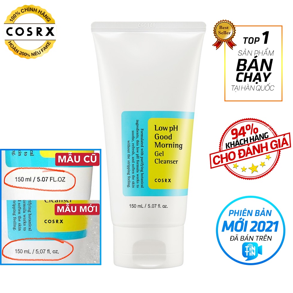 Cosrx - Sữa rửa mặt Cosrx low ph good morning gel cleanser 150ml dạng gel Hàn Quốc