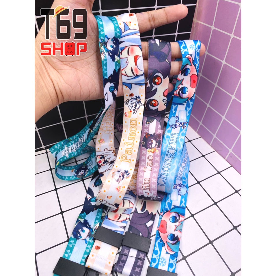 [50 mẫu] Dây đeo thẻ tên/móc khóa dây strap game Genshin Impact nhiều nhân vật
