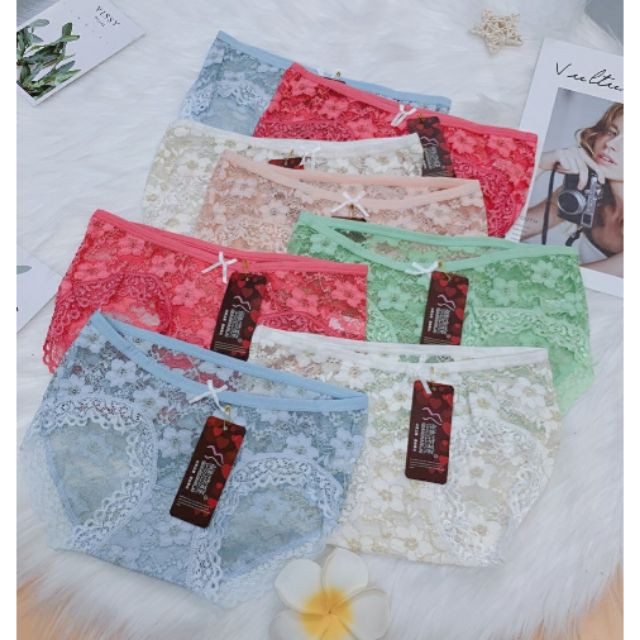 SET 5 QUẦN CHIP REN HOA ĐÍNH NƠ ĐIỆU ĐÀ QL3 BC_CHIC LINGERIE
