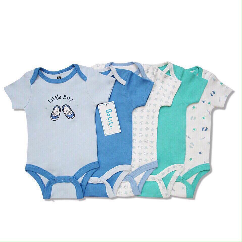 Body liền thân cộc tay chất cotton co giãn cho bé 0-12 tháng