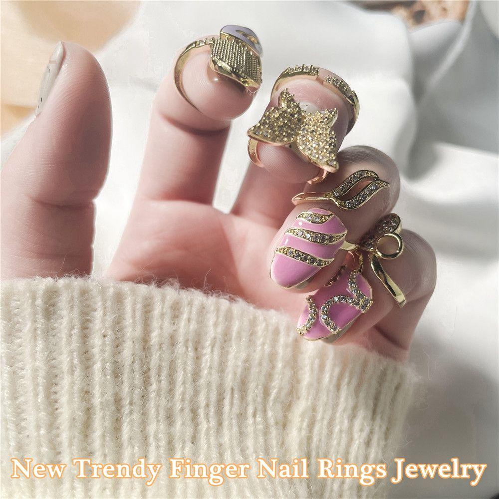 Nhẫn Hình Quả Thông Thời Trang Dành Cho Nữ|Vỏ Bọc Bảo Vệ Móng Tay Màu Sắc Đơn Giản Thời Trang