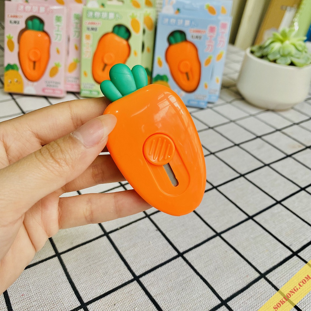 Dao rọc giấy dễ thương mini hình củ cà rốt K46 cute dao cắt giấy, sticker