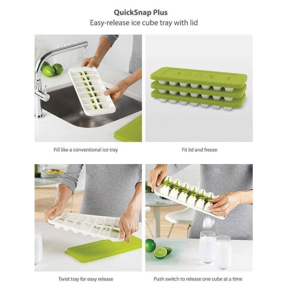 Khay làm đá có nắp đậy Joseph Joseph 20018 Quicksnap™ Plus, khuân đá 14 viên, nhập Đức chính hãng