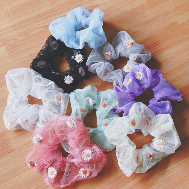 Scrunchies mini họa tiết gắn hình xinh