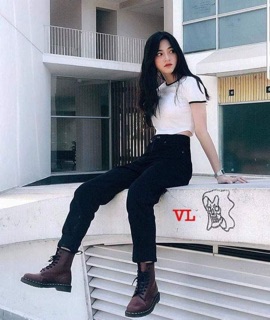 Áo croptop trơn viền cổ V&L