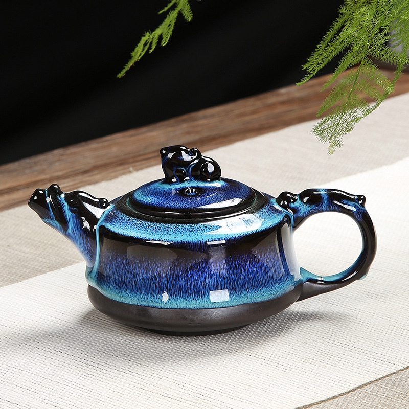 Bộ Ấm Chén Pha Trà Đạo Men Thiên Mục Lông Thỏ Hỏa Biến