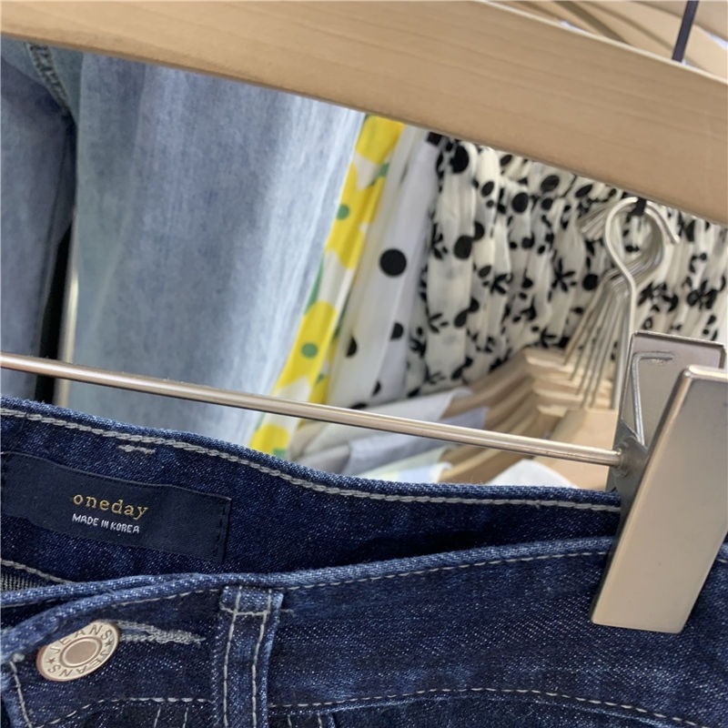 Quần Short Denim Lưng Cao Ống Rộng Màu Xanh Đậm Thời Trang Mùa Hè Mới