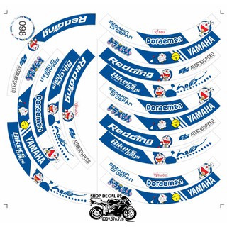 Tem dán vành 3 lớp xanh doremon ms 098 - tem vành bản to