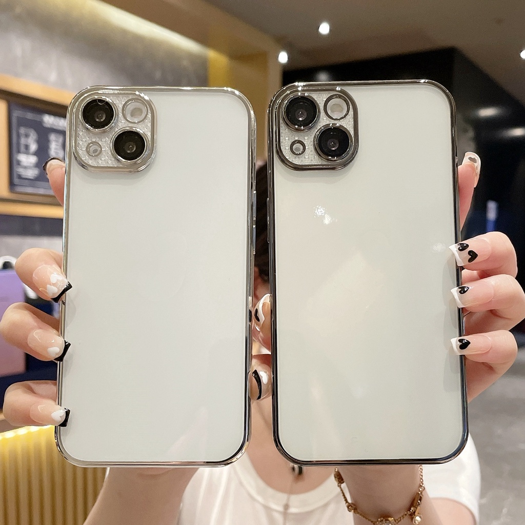 Ốp Điện Thoại Silicon Dẻo Trong Suốt Viền Kim Cương Sang Trọng Cho iphone 11 Pro MAX 12 13 Pro MAX XS MAX XR X 7+ 8 Plus