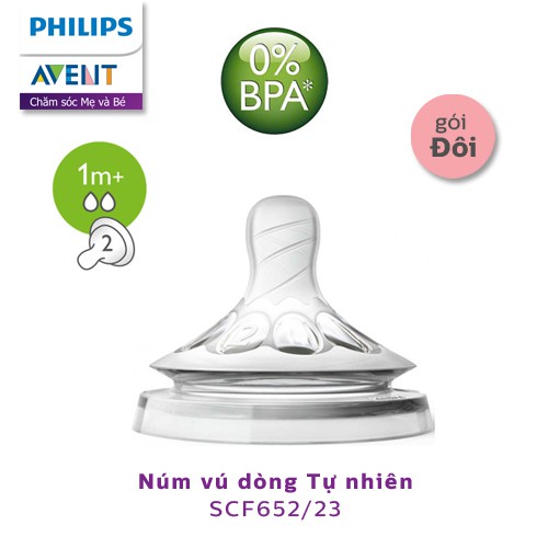 Núm ti silicone Philips Avent Natural cho bé - Tặng kèm tấm lót chống thấm cho bé kích thước 30x40cm