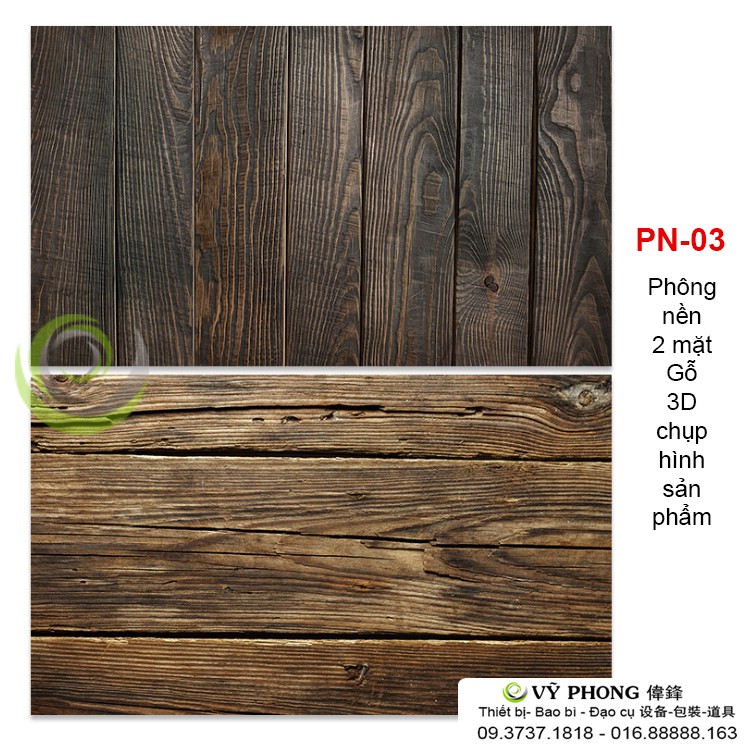 Phông nền chụp ảnh 2 mặt GỖ 3D 57x87cm chụp hình sản phẩm PN-03