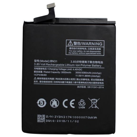 PIN XIAOMI BN31/REDMi 5X/REDMI A1/REDMI S2/REDMI NOTE 5A/REDMI NOTE 5A PRIME