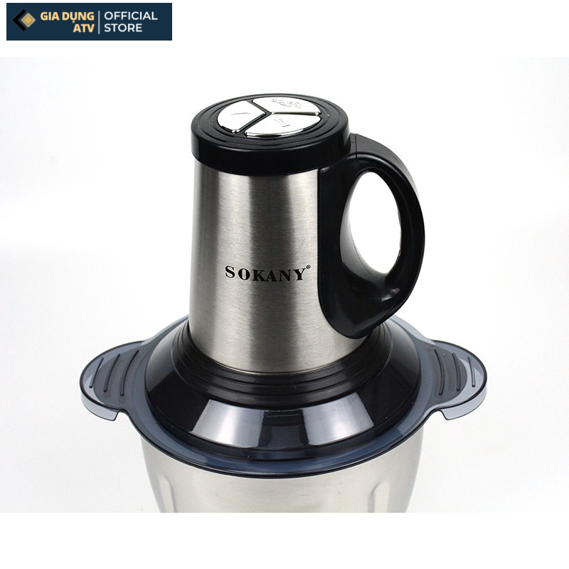 Máy xay thịt , máy xay đa năng Sokany 4 lưỡi , cối 3L Inox 304 công suất lớn 600w Hàng chính hãng BH 12 tháng