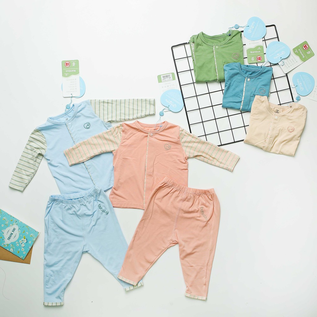 Quần áo sơ sinh Bu Baby wear , bộ cài giữa dài tay - TAMIBEBE