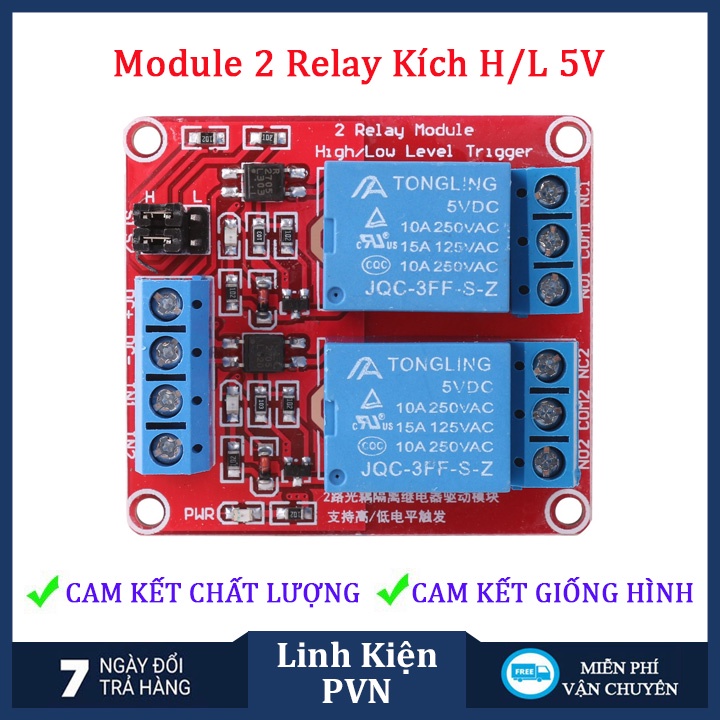 Module Relay 5V 1/ 2/ 4 kênh có cách ly opto, tùy chọn mức kích High/Low 10A