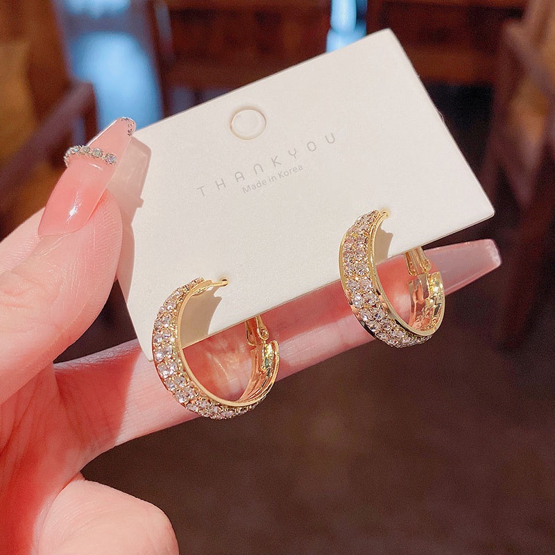 Khuyên Tai Tròn Mạ Bạc 925 Đính Đá Sang Trọng