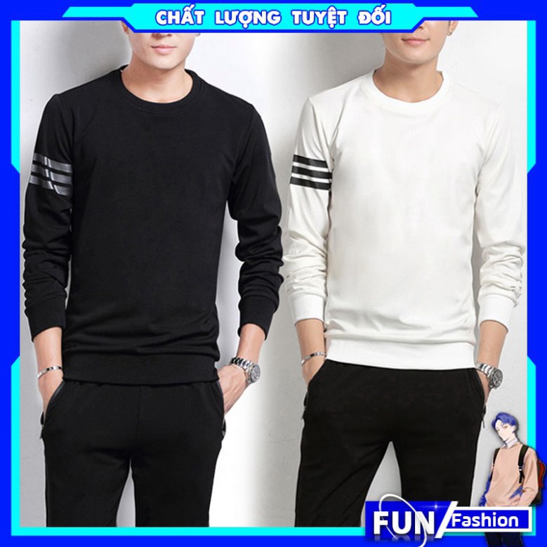 ( SIêu SALE ) Áo thun nam 💥FREESHIP💥 Áo tay lỡ nam đẹp 3 vạch dài tay mã TT74-Q kiểu nỉ phong cách Hàn Quốc form rộng 