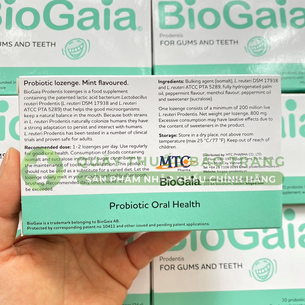 Viên ngậm men vi sinh nha khoa BioGaia ProDentis - Cân bằng khoang miệng, loại bỏ vi khuẩn, mảng bám