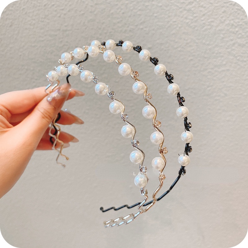 Korean Pearl Headband Simple and Sweet Lady's Wave Hairband