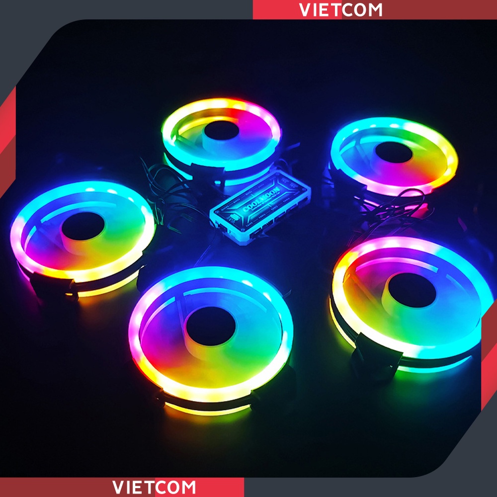 [ BỘ 5 FAN + HUB ] Fan Led RGB Coolmoon V2 + Bộ Hub Coolmoon và điều khiển