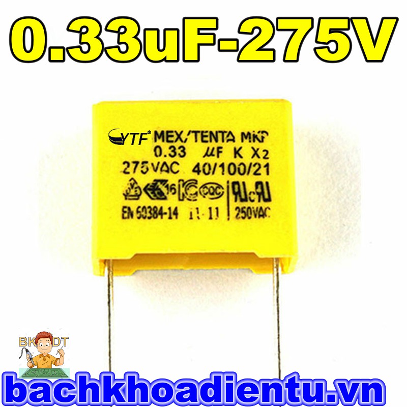 Tụ lọc nguồn 0.33uF-275V chất lượng tốt.