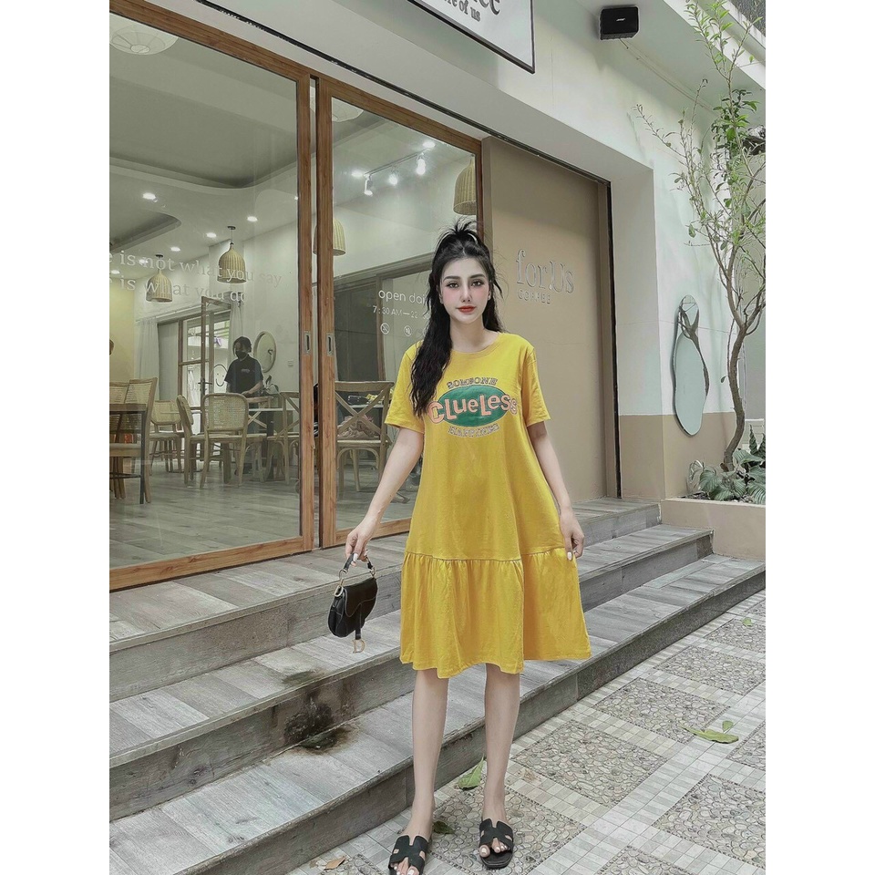 Váy đầm suông nữ - Váy nữ dáng đuôi cá dài chất cotton khô mát mịn