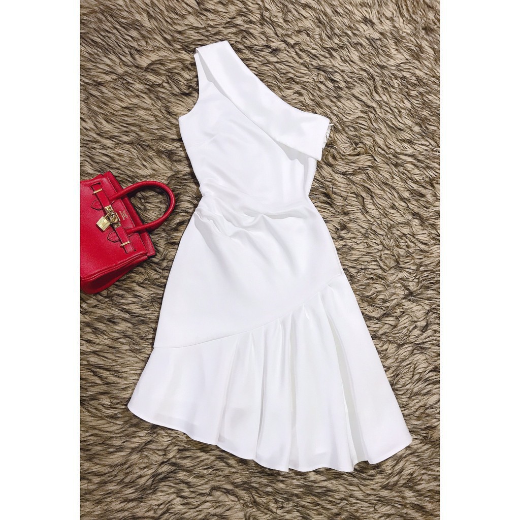 [ xả kho ] MiD Váy trắng cổ chéo V1172  Mie Design kèm ảnh thật