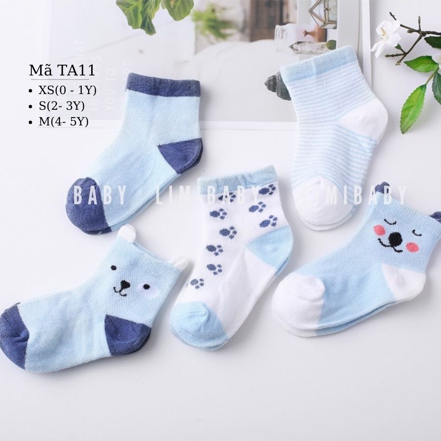 Tất cho bé, tất trẻ em Hàn Quốc 0 - 5 tuổi chất cotton mềm mại giữ ấm mùa đông đi trong nhà đi học đi chơi TA11