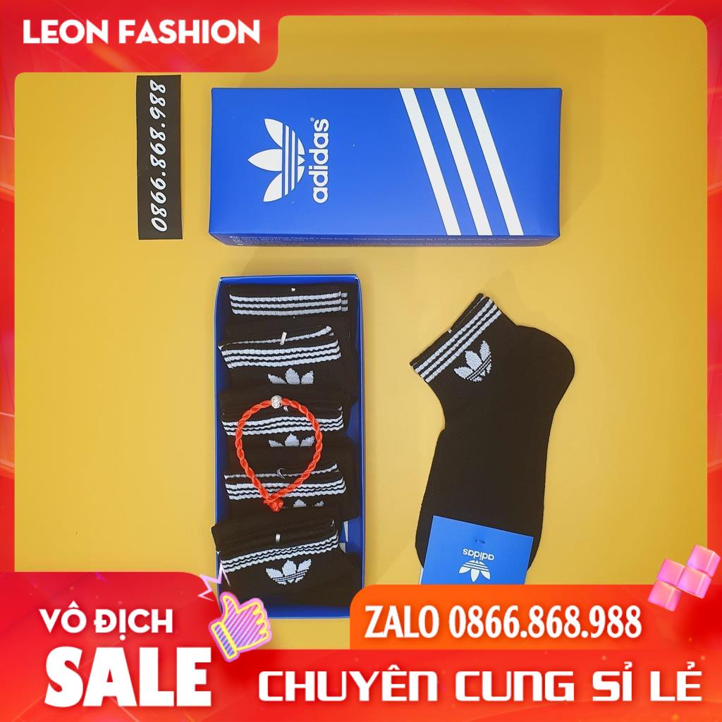 Tất  ADIDAS Cổ ngắn 3 sọc [Hộp 5 Đôi] Vớ Nam Nữ Thể thao Dệt kim Cao cấp QUÀ TẶNG - Kho sỉ tất
