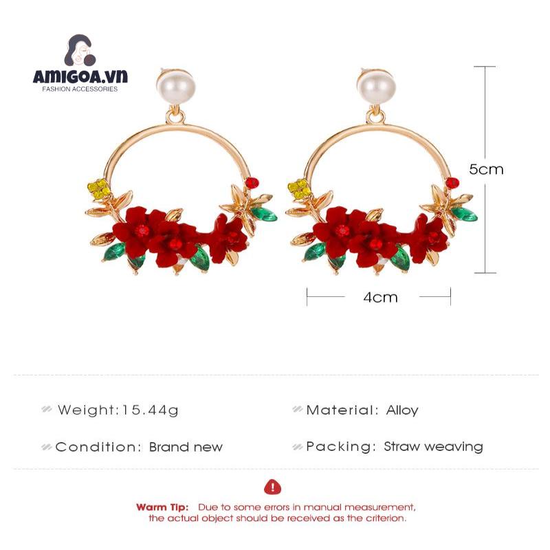 Bông Tai Hình Hoa Đính Ngọc Trai Mềm Mại Thiết Kế Ngọt Ngào Thời Trang