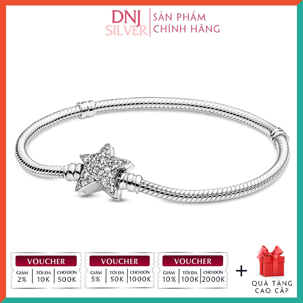 Vòng tay bạc 925 cao cấp - Mẫu vòng Asymmetric Star Clasp Snake Chain, có thể mix thêm hạt charm vào vòng theo ý thích