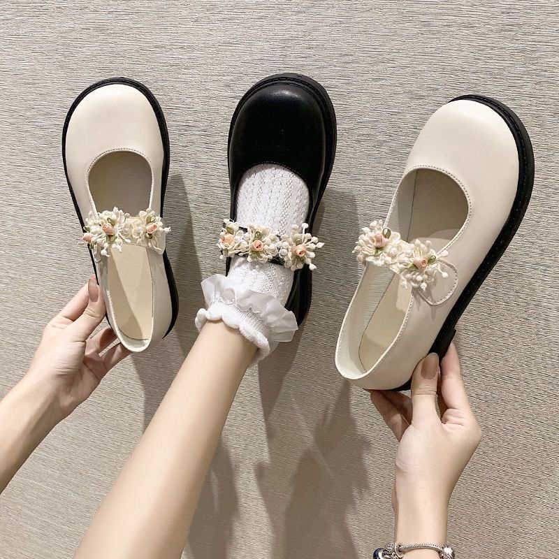 Giày Da Mềm Họa Tiết Hoa Thời Trang Dễ Phối Đồ Cho Nữ