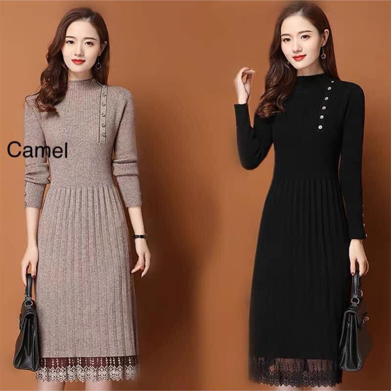 Váy len nữ chân ren