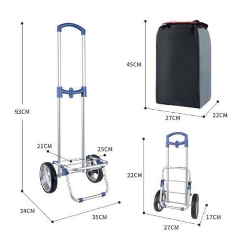 Xe Kéo Đi Chợ - Xe Siêu Thị Bằng Hợp Kim Nhôm Mẫu Mới Tặng Kèm Túi Vải chống thấm nước