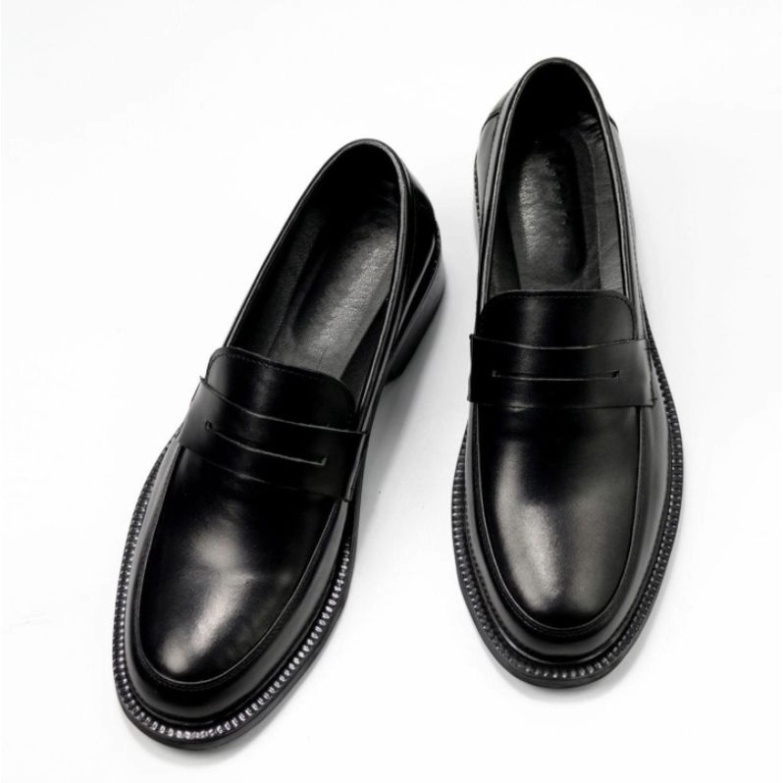 Giày da cao cấp da bò nhập khẩu Penny Loafer Black