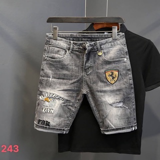 Quần short jean nam màu xanh rách chất bò - quần lửng demin nam co giãn thời trang cao cấp Tp_shop_87 ms243