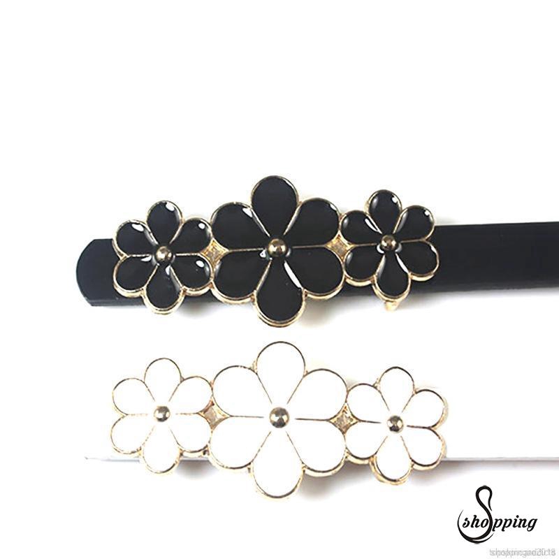 Thắt Lưng Da PU Độ Đàn Hồi Cao Khóa Kim Loại Hình Hoa Và Lá Phong Cách Hàn Quốc Cho Nữ