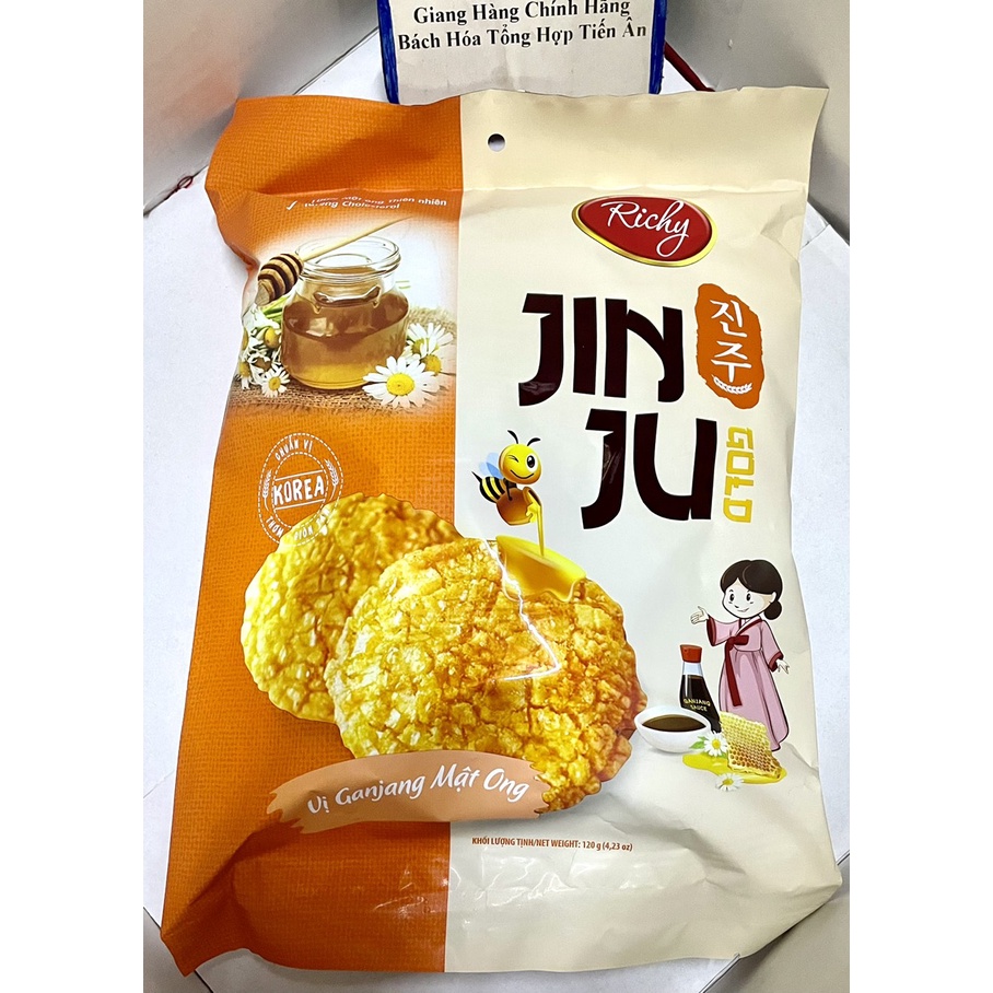 Bánh gạo Jinju Gold hương vị Ganjang mật ong Richy gói 120g