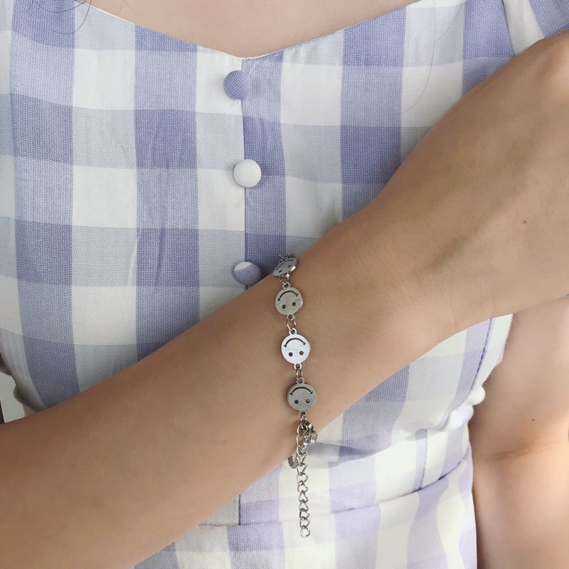 Vòng Tay Kim Loại Mặt Cười Phong Cách Hip Hop Cá Tính