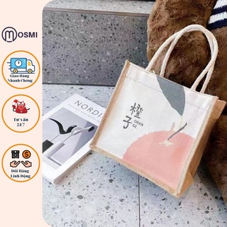 Túi xách nữ, Túi vải đay vintage in hình họa tiết