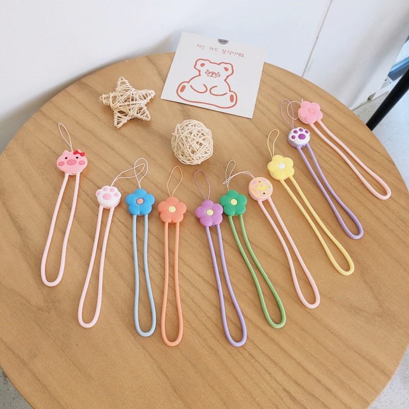 Dây Đeo Điện Thoại Bằng Silicon Họa Tiết Hoạt Hình Dễ Thương Phong Cách Hàn Quốc