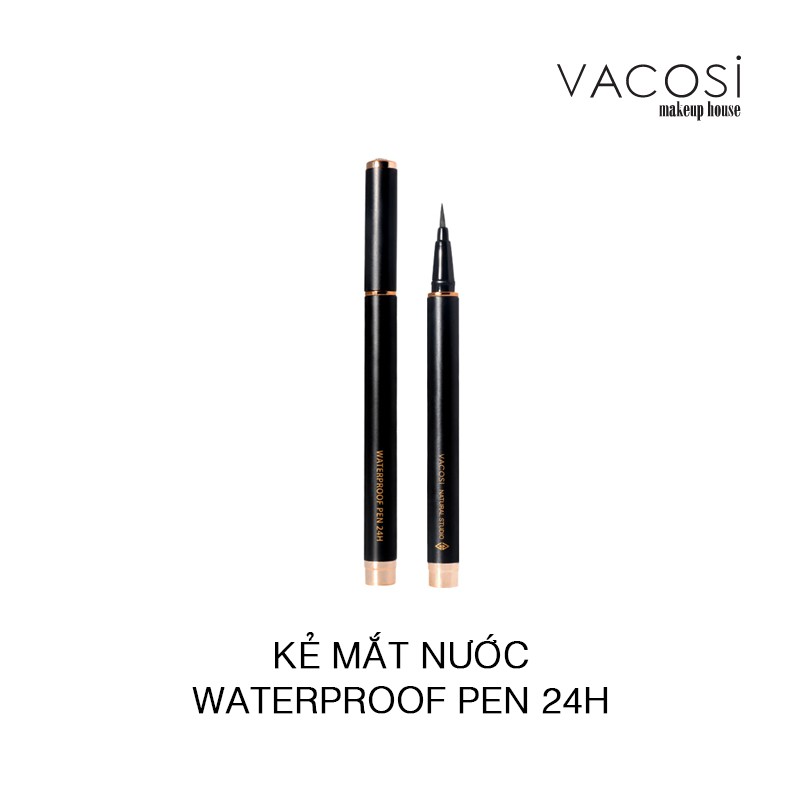 Kẻ mắt nước không trôi 24h VACOSI Waterproof Pen Eyeliner (Black)