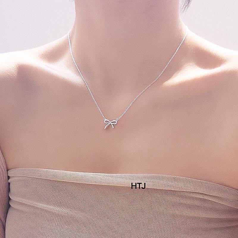 Dây chuyền nơ đá điệu đà , chuẩn bạc ta - THJ SILVER