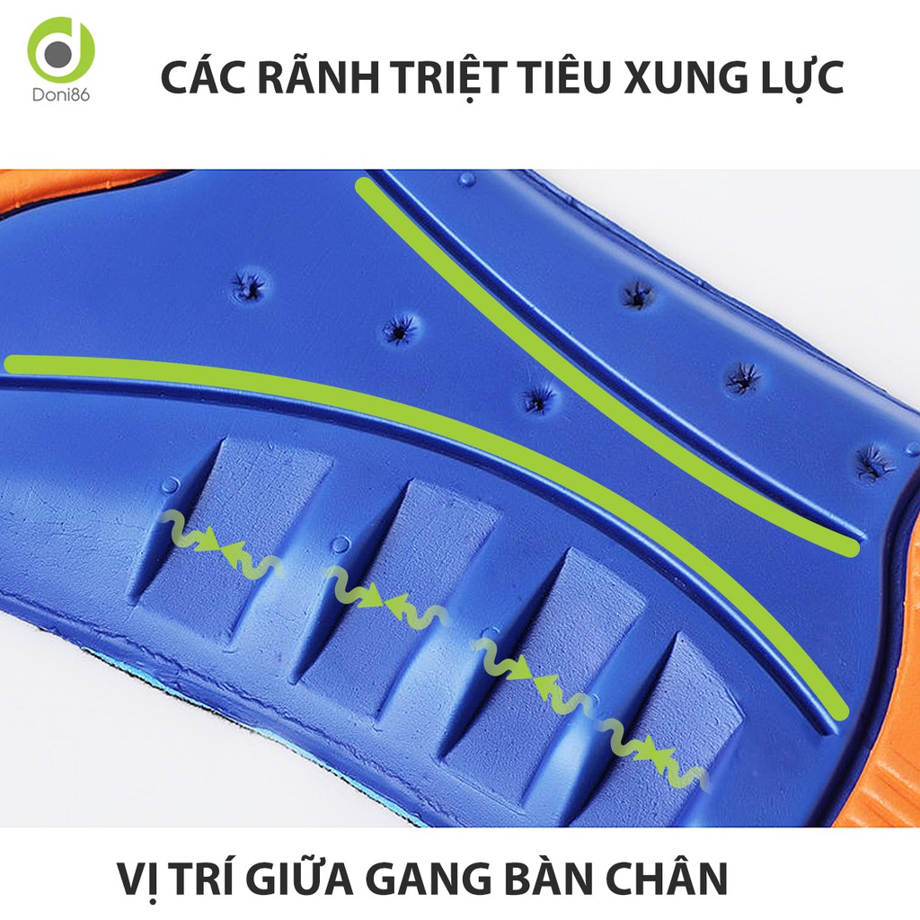 Lót giày thể thao EVA êm chân, thoáng khí và chống thốn gót - Mặt vải đen đế xanh - Doni86 - PK155