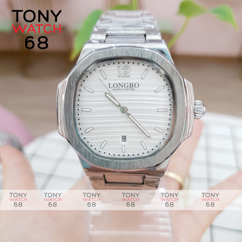 Đồng hồ nam Longbo mặt vuông dây kim loại chính hãng chống nước Tony Watch 68