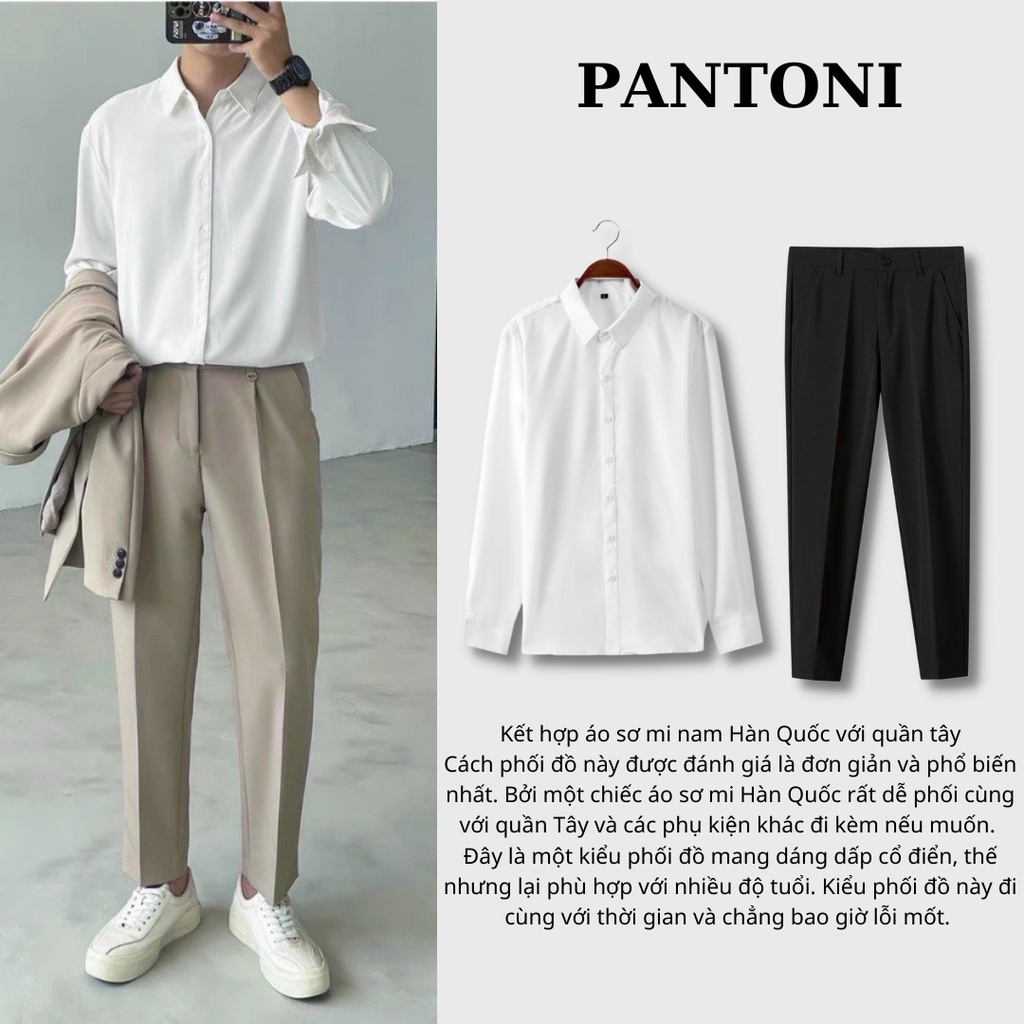 Áo sơ mi nam nữ dài tay Unisex Basic, Sơ mi lụa mịn mát form rộng suông Pantoni | BigBuy360 - bigbuy360.vn