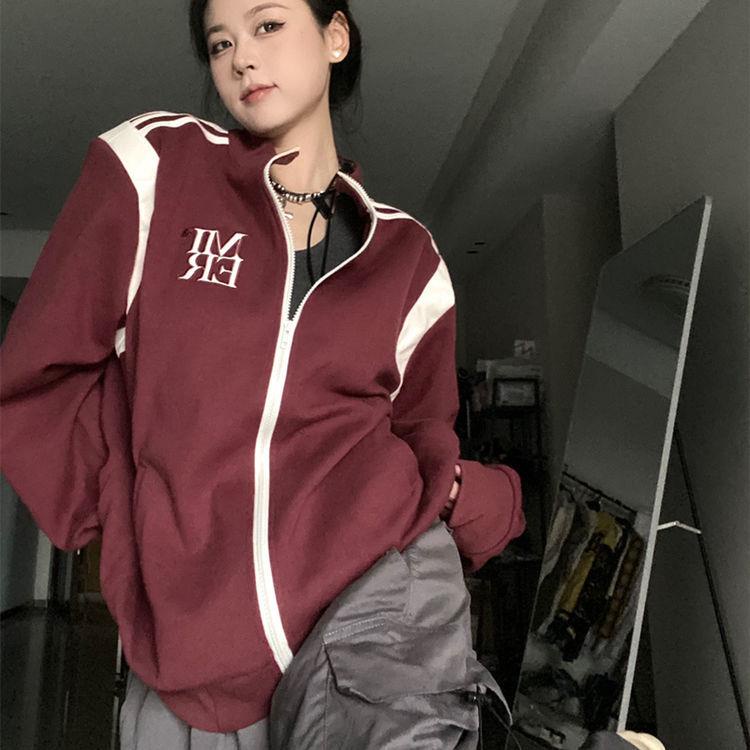 Áo Khoác Bóng Chày Ba Thanh Da Phối Khóa Kéo Đôi Phong Cách Hàn Quốc Thời Trang Lazer HEAVEN