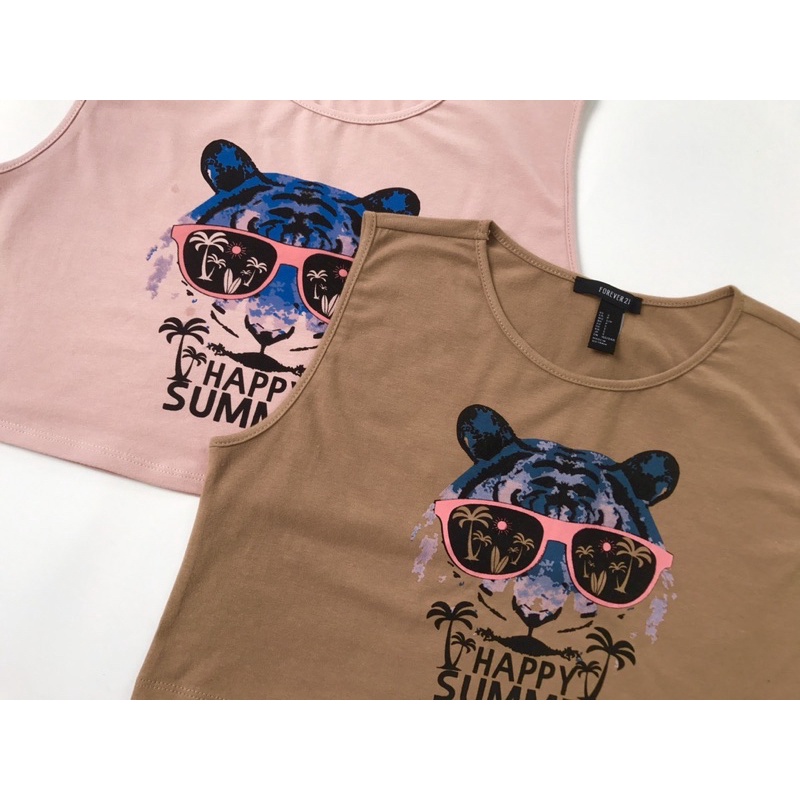 Áo tanktop sát nách in con cọp đeo kính HAPPY SUMMER vnxk